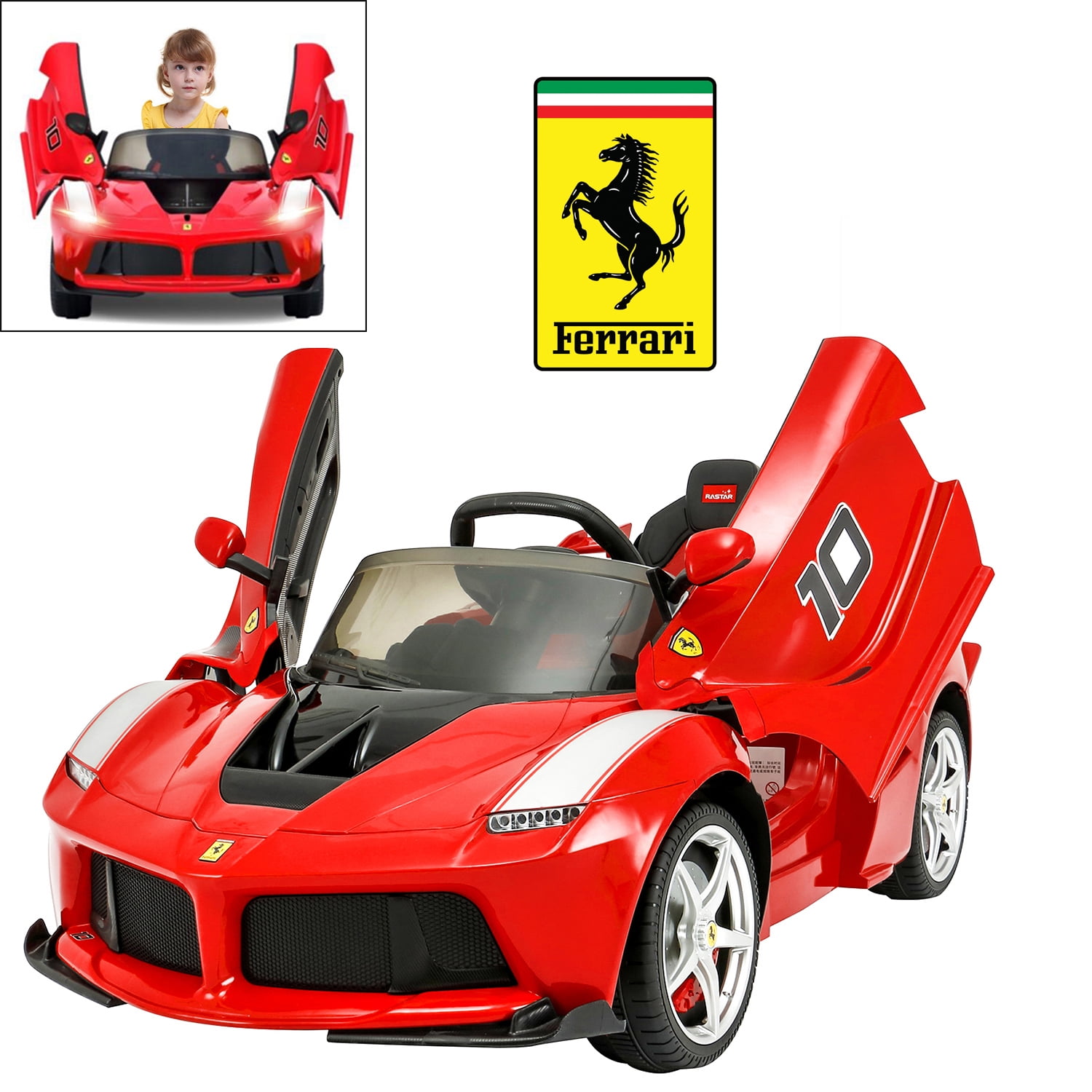 Licensed Ferrari Laferrari FXX K Electric Ride On Car for Kids with 2.4 G Remote Control, 12V 2 Motors, Openable Door, Leather Seat, Led Light \u0026 MP3